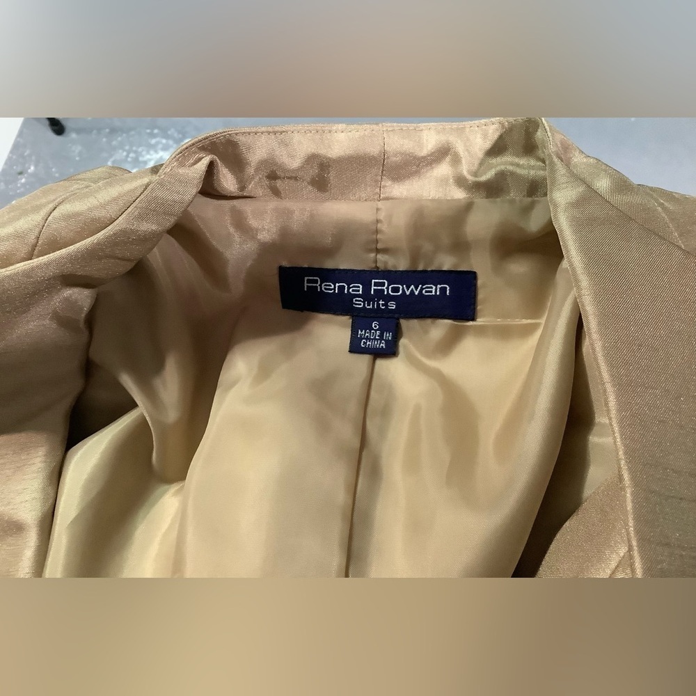Rena Rowan satin Gold Women's Blazer and Skirt Set - Picture 6 of 15